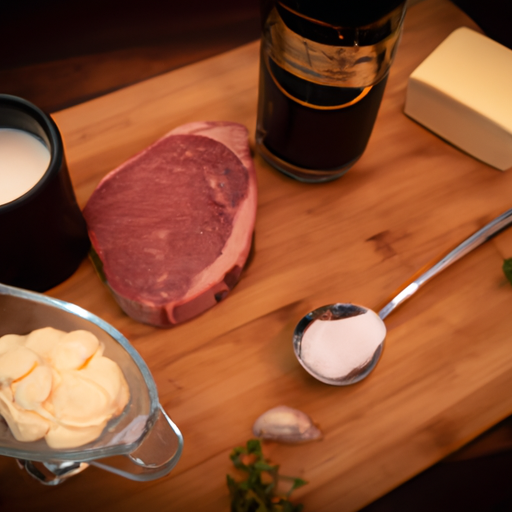 Fresh ingredients for making garlic butter steak